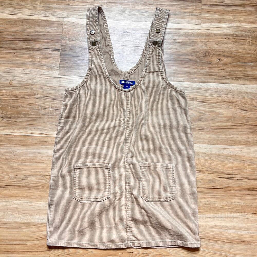 Vintage Blue Spice Corduroy Overall Mini Dress Size M